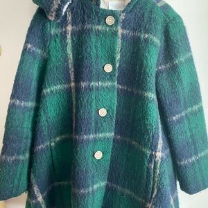 Plaid Green and Blue Pea Coat
